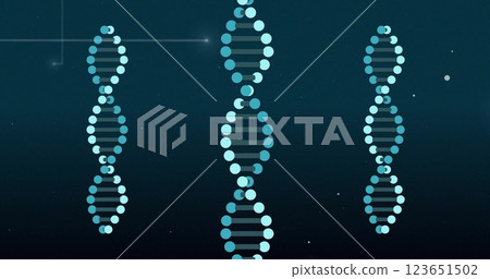Image of dna strands over light spots 123651502