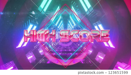 Image of high score text over digital tunnel Image of high score text over digital tunnel 123651599