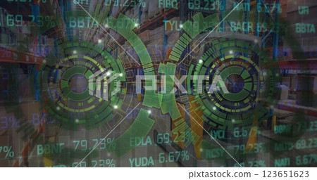 Image of financial data processing over warehouse 123651623