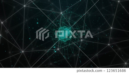 Image of network of connections over shapes 123651686