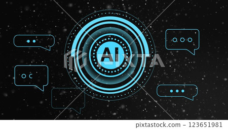 Image of ai digital data processing over scope on black background 123651981