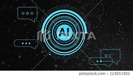Image of ai digital data processing over scope on black background 123651982