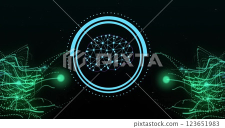 Image of ai digital data processing over scope on black background 123651983