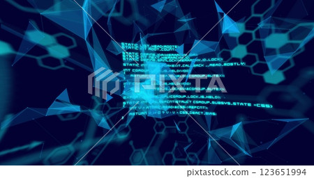Image of scientific data processing and connections over dark background 123651994