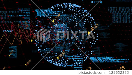 Image of digital data processing over globe Image of digital data processing over globe 123652223
