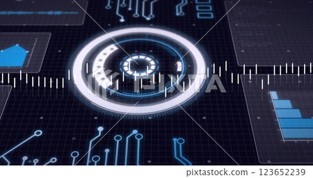Image of digital data processing over circuit board Image of digital data processing over circuit board 123652239