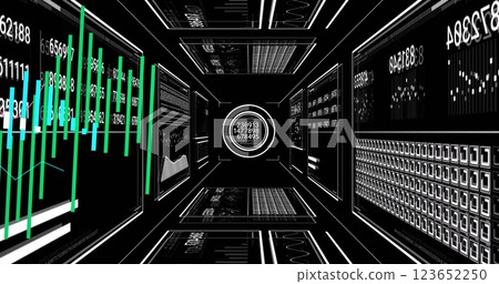 Image of digital data processing over screens 123652250