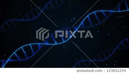 Image of dna strands and binary coding digital data processing 123652254