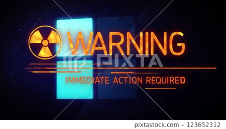 Image of warning text and squares with data loading Image of warning text and squares with data loading 123652312