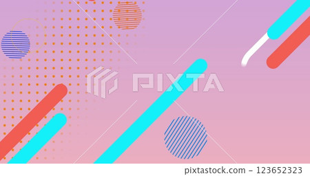 Image of vibrant abstract shapes moving on pink background Image of vibrant abstract shapes moving on pink background 123652323