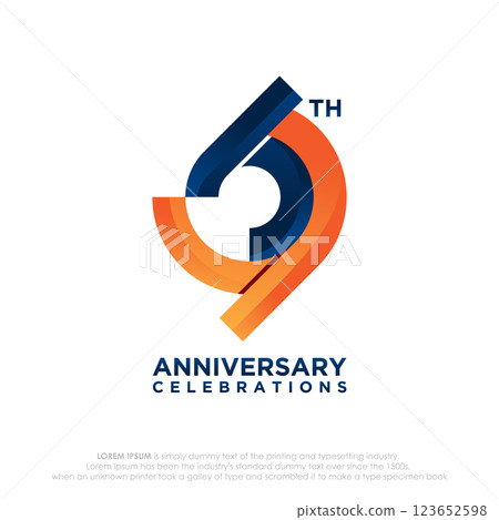 69th Anniversary logotype design flat style design template 123652598