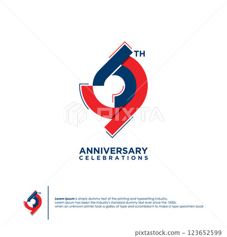 69th Anniversary logotype design flat style design template 123652599