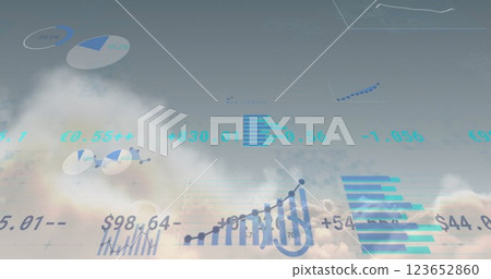 Financial data and statistics image over clouds in sky Financial data and statistics image over clouds in sky 123652860