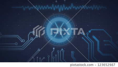 Image of data processing with scope scanning on black background Image of data processing with scope scanning on black background 123652987