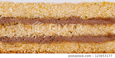 Delicious cake layers showing filling texture Delicious cake layers showing filling texture 123653177