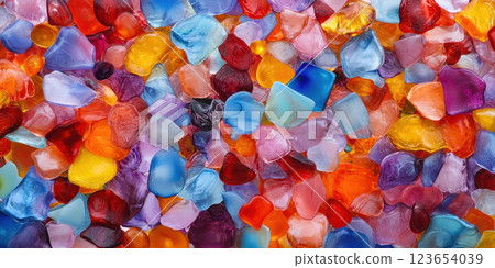 Colorful sea glass background with vibrant assorted shapes and textures, AI Generative Colorful sea glass background with vibrant assorted shapes and textures, AI Generative 123654039