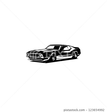 Mustang car logo isolated on white background side view. Best for badges, emblems, icons. Vector illustration available in eps 10. Mustang car logo isolated on white background side view. Best for badges, emblems, icons. Vector illustration available in eps 10. 123654992