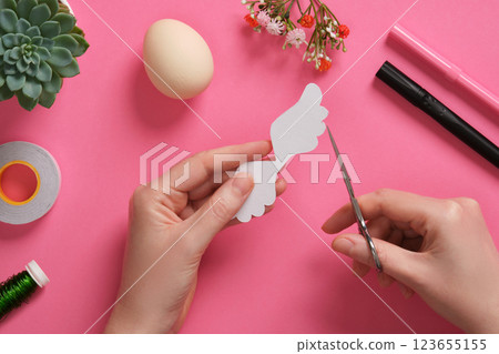Handmade decoration Easter egg Angel. Step by step instructions. Step 2 Cut out wings from heavy white paper. 123655155