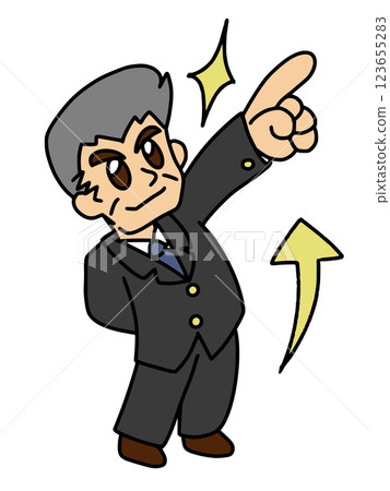 A boss who holds up his index finger and sets a high goal Color A boss who holds up his index finger and sets a high goal Color 123655283