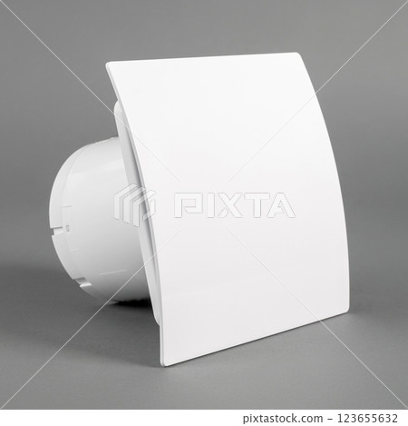 White fan on a gray background. Ventilation system. White fan on a gray background. Ventilation system. 123655632