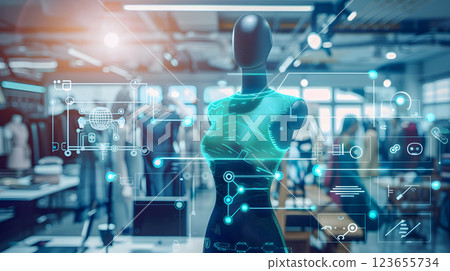 Fashion designer using AI to visualize patterns 123655734