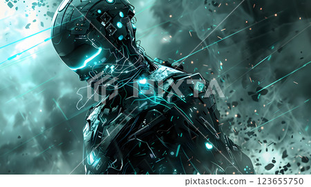 Android cybernetic concept, An android cybernetic warrior 123655750