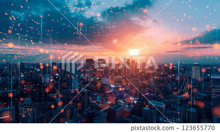 AI-controlled urban landscape futuristic cityscape infrastructure 123655770