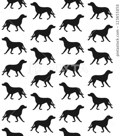 Vector seamless pattern of Dalmatian silhouette 123655858