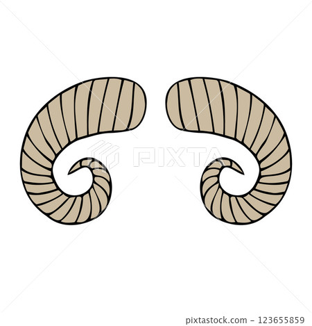 Vector hand drawn sketch doodle colored goat horns 123655859