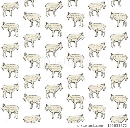 Vector seamless pattern of hand drawn wild goat Vector seamless pattern of hand drawn wild goat 123655872