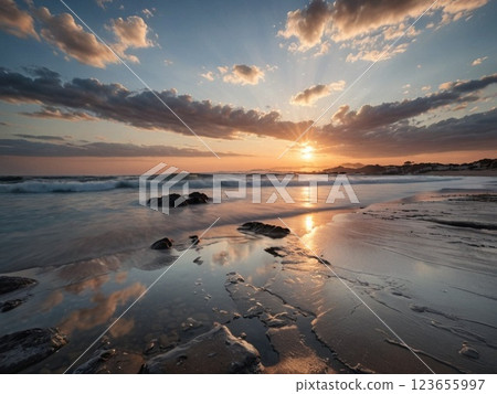 Sunset over the sea Sunset over the sea 123655997