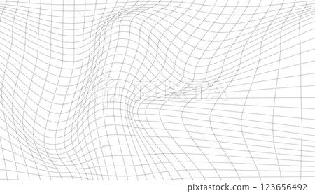 A black and white image of a wave with a grid pattern. Vector illustration 123656492