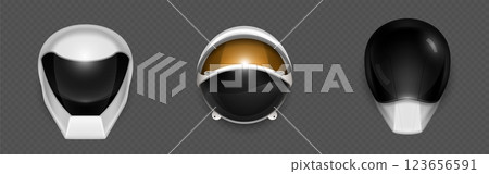 Astronaut helmets set on transparent background 123656591