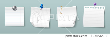 Paper stickers attached with pins and clips Paper stickers attached with pins and clips 123656592