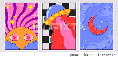 Groovy space poster set Groovy space poster set 123656617