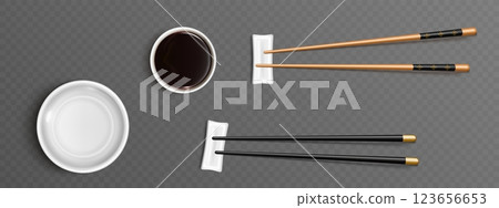 Realistic food serving set with chopsticks 123656653