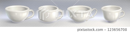 Coffee mug mockup set with white ceramic cups 123656708