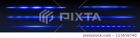 Neon laser beam set in vibrant blue color 123656740