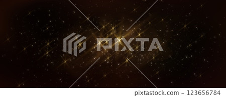 Golden sparkle cluster on dark outer space bg 123656784