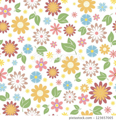 Beautiful spring summer flowers seamless pattern 123657005