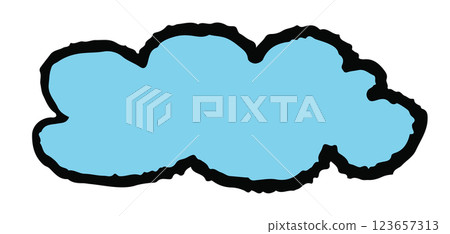 Hand drawn crayon illustration of cloud for day time, summer break, sticker, picnic, park, beach vibe, icon, logo, cute patch, hot season, warm weather, temperature, earth, nature, garden, outdoor 123657313