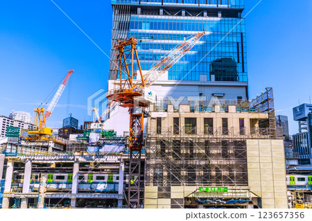 Tokyo cityscape in Japan March 2nd - Goodbye Shibuya Station West Exit...Towards a new era = March 2nd, 2025 123657356