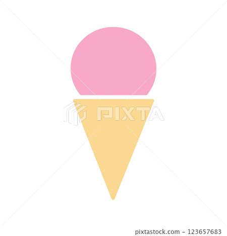 Fruit and Berry ice cream in waffle cone Sticker Icon Pictogram Logo shop Minimalist design concept 123657683