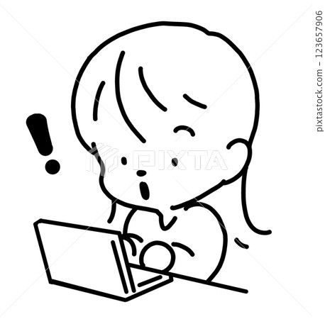 Surprised Computer User Icon Illustration material of a woman surprised... - Stock Illustration ...