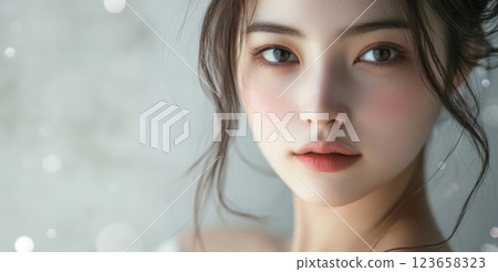 Beautiful female face with a clear look 123658323