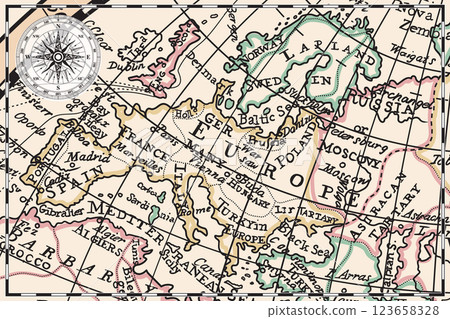 Old map of the eastern hemisphere of planet Earth Old map of the eastern hemisphere of planet Earth 123658328