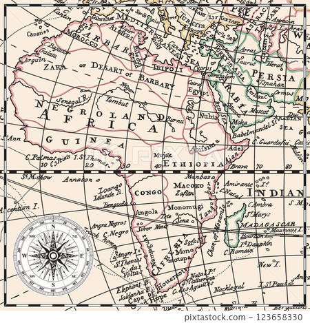 Old map of the Africa continent Old map of the Africa continent 123658330