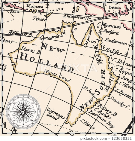 Old map of the Australia continent Old map of the Australia continent 123658331