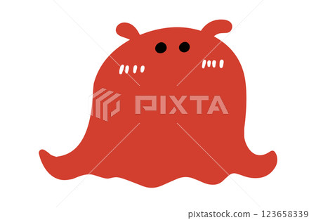 A cute and simple illustration of a bashful octopus 123658339