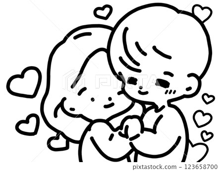 Illustration of a woman doted on by a man Illustration of a woman doted on by a man 123658700